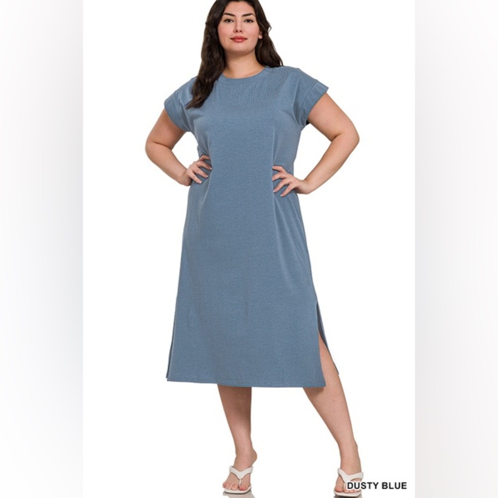 Zenana Outfitters Dusty Blue Midi Dress